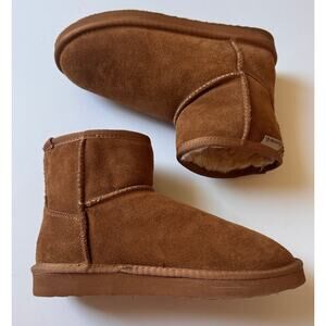 Bearpaw Women's Shorty Faux Suede Fur Lined Boots Sz 9 Brown/Chestnut Slip On